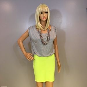 Lime Green and Grey Spandex Dress